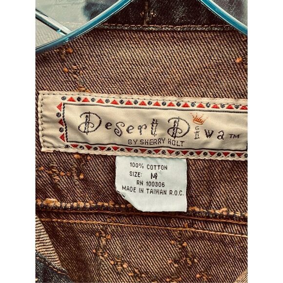 Vintage 80’s Dessert Diva by Sherry Holt size Medium dark wash denim jacket - Picture 3 of 8